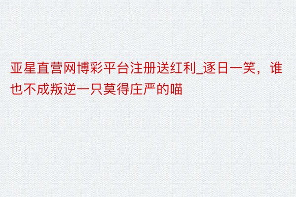 亚星直营网博彩平台注册送红利_逐日一笑,谁也不成叛逆一只莫得庄严的喵