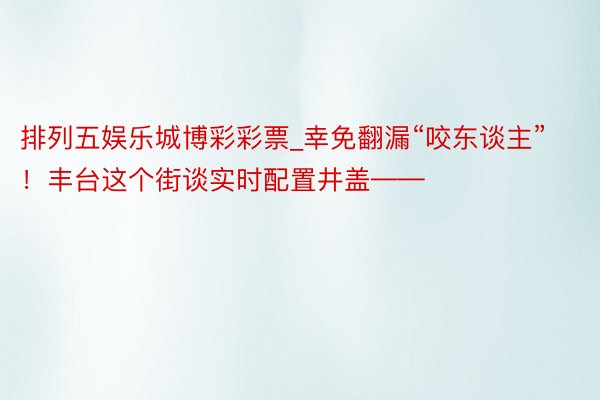 排列五娱乐城博彩彩票_幸免翻漏“咬东谈主”!丰台这个街谈实时配置井盖——
