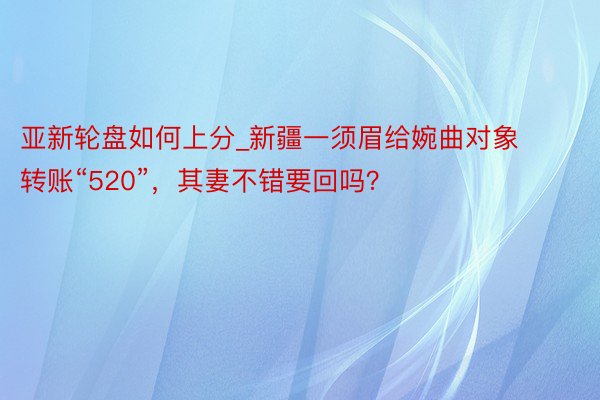 亚新轮盘如何上分_新疆一须眉给婉曲对象转账“520”,其妻不错要回吗?